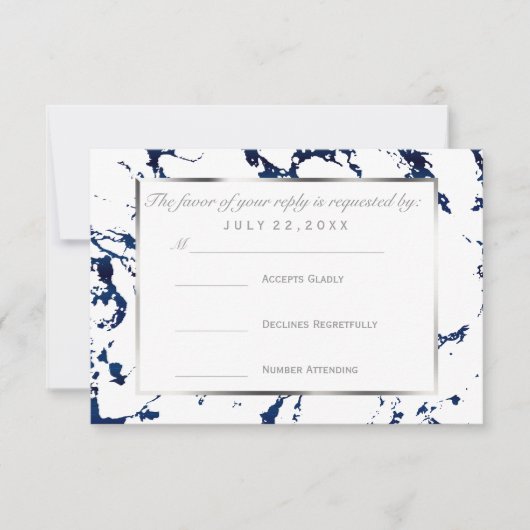 UAWG Silber, Navy Blue und White RSVP Karte (Vorderseite)
