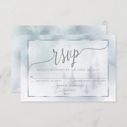 UAWG | Silver Blue Winter Wonderland RSVP Karte (Vorne/Hinten)