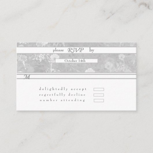 UAWG Silver Floral Wedding Card Begleitkarte (Vorderseite)