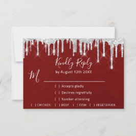 UAWG Silver Gray Tropfens Hochzeitstag Rot RSVP Karte