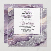 *~* UAWG SILVER LAVENDER QR AGATE AR66 Wedding Einladung (Vorne/Hinten)