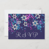 UAwg Silver Star Glittery Confetti RSVP Karte (Vorderseite)