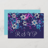 UAwg Silver Star Glittery Confetti RSVP Karte (Vorne/Hinten)
