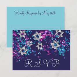 UAwg Silver Star Glittery Confetti RSVP Karte