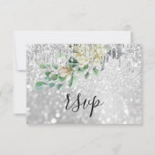 UAWG Silver Wedding Glitzer Bridal Mint Glitzer RSVP Karte (Rückseite)