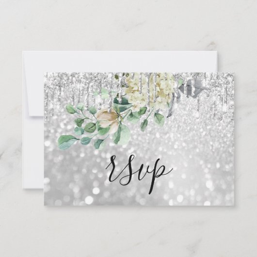 UAWG Silver Wedding Glitzer Bridal Mint Glitzer RSVP Karte (Rückseite)