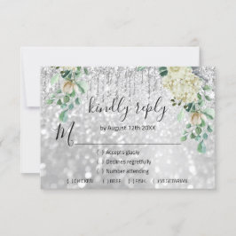 UAWG Silver Wedding Glitzer Bridal Mint Glitzer RSVP Karte