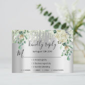 UAWG Silver Wedding Glitzer Bridal Mint Gree Tropf RSVP Karte (Stehend Vorderseite)