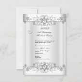 UAWG Silver White Diamond Hearts RSVP Karte (Rückseite)