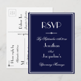 UAWG Simple Elegant Navy Blue Wedding RSVP Antwort Einladungspostkarte
