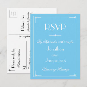 UAWG Simple Modern Aqua Blue Wedding RSVP Einladungspostkarte