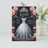 UAWG Spanish Quinceañera Rosas RSVP Karte (Stehend Vorderseite)