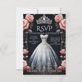 UAWG Spanish Quinceañera Rosas RSVP Karte