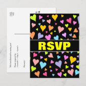 "UAWG" + Spaß, Liebe, farbenfrohe Herzmuster Einladungspostkarte (Vorne/Hinten)