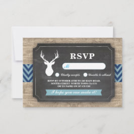 UAWG Stag Baby Dusche Rustic Wood Boy Blue RSVP Karte