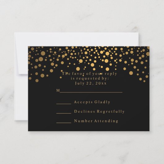 UAWG Stylish Confetti Gold Dot Wedding RSVP Karte (Vorderseite)