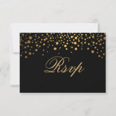 UAWG Stylish Confetti Gold Dot Wedding RSVP Karte (Rückseite)
