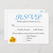 UAWG Sunflower Blue & Yellow Floral Wedding Einladungspostkarte (Vorne/Hinten)