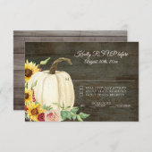 UAWG Sunflower n Pumpkin Red Burgundy Dark Wood Einladung (Vorne/Hinten)