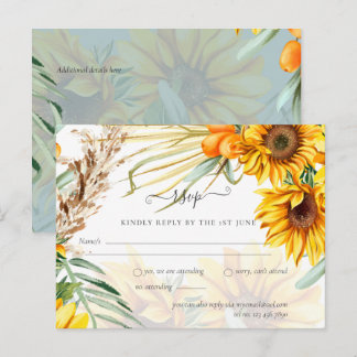UAWG Sunflowers Pampas Grass Sage Wedding Postkarte