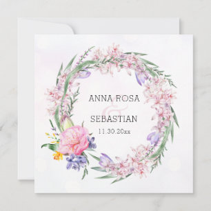 *~* UAWG Sweet Boho Blumenreath QR AR12 Hochzeit Einladung