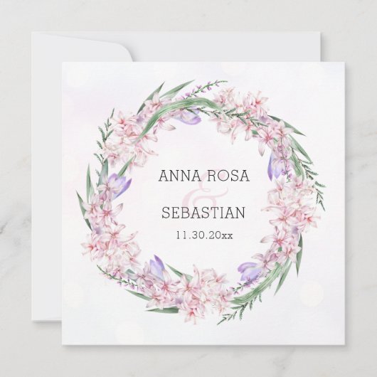 *~* UAWG Sweet Floral Wreath Boho QR AR12 Wedding Einladung (Vorderseite)