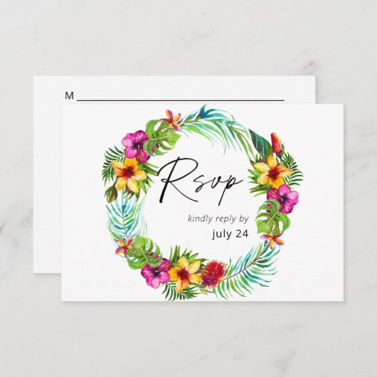 UAwg tropische Flora RSVP Karte (Vorne/Hinten)