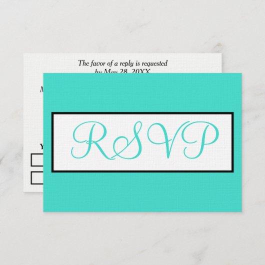 UAWG Türkis White Wedding RSVP Karte (Vorne/Hinten)