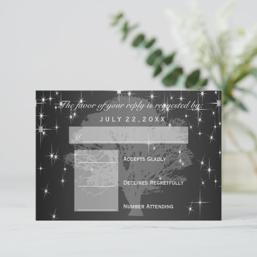 UAWG unter den Sternen in Mitternachtschwarz RSVP Karte (Stehend Vorderseite)
