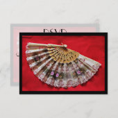 UAWG Verzierte Hand hält Lüfter auf einem roten Hi RSVP Karte (Vorne/Hinten)