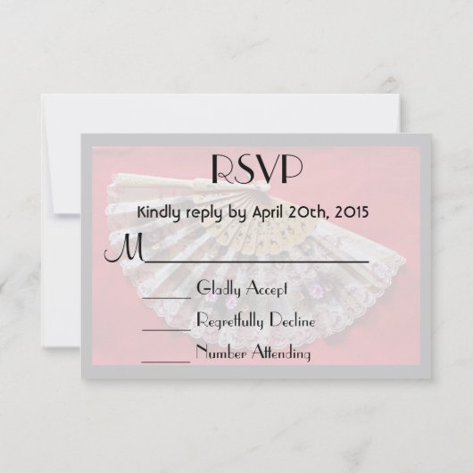 UAWG Verzierte Hand hält Lüfter auf einem roten Hi RSVP Karte (Rückseite)