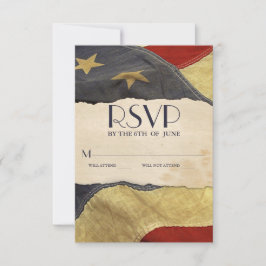 UAWG Vintag USA Flag Patriotic Military Wedding RSVP Karte