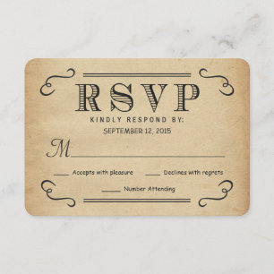 UAWG Vintage Typografie Rustikale Hochzeitsreaktio RSVP Karte