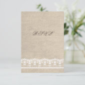 UAWG Vintage White Lace & Burlap Wedding Card RSVP Karte (Stehend Vorderseite)