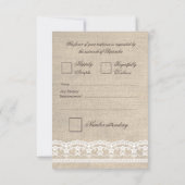 UAWG Vintage White Lace & Burlap Wedding Card RSVP Karte (Rückseite)