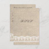 UAWG Vintage White Lace & Burlap Wedding Card RSVP Karte (Vorne/Hinten)