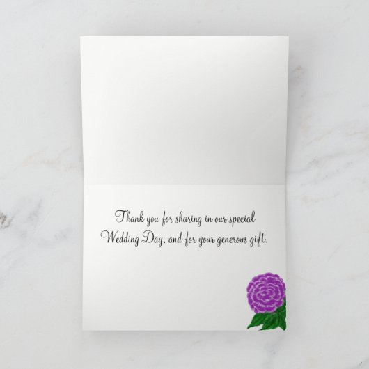 UAWG Violet Floral Watercolor Hochzeitsprogramm Dankeskarte (Innenseite)