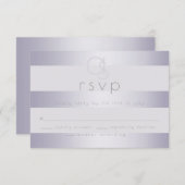 UAWG | Violet-Silberschimmer-Streifen Monogramm RSVP Karte (Vorne/Hinten)