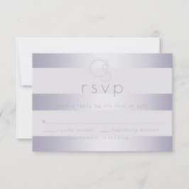 UAWG | Violett Silberschimmer Streifen Monogram2 RSVP Karte