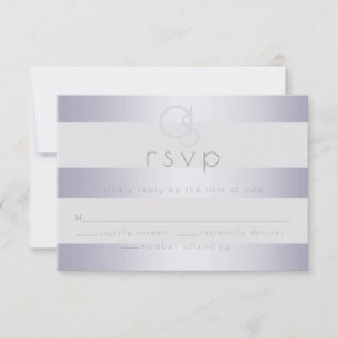 UAWG Violett Silberschimmer Streifen Monogram2 RSVP Karte