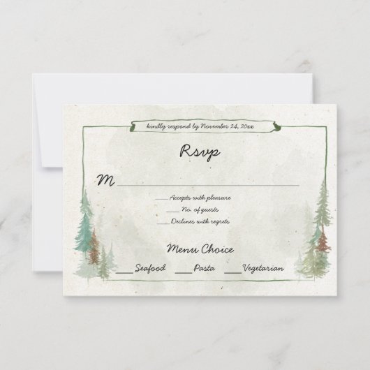 UAwg Wasserfarbe Pine Forest RSVP Karte (Vorderseite)