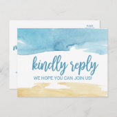 UAwg Wasserfarbe und Meeresmenü Einladungspostkarte (Vorne/Hinten)