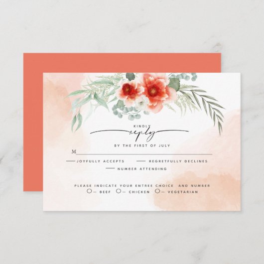 UAWG | Wasserfarbenkorallenschrott RSVP Karte (Vorne/Hinten)