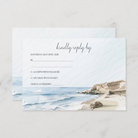 UAwg Watercolor Beach Hochzeit Einladung (Vorne/Hinten)