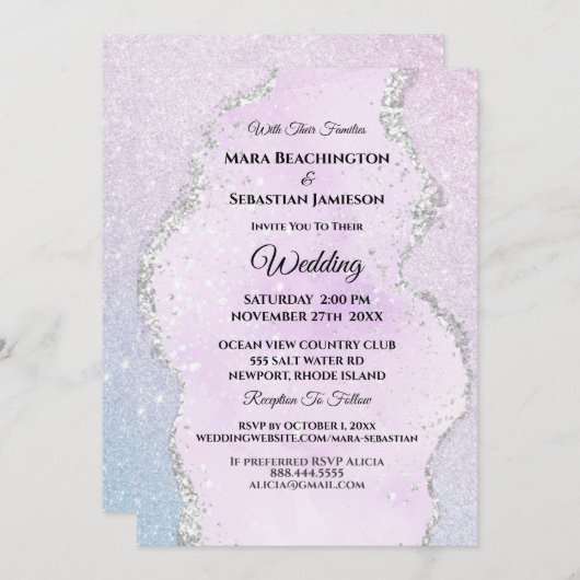 *~* UAWG Website Abstrakt Pastel AR13 Hochzeit Einladung (Vorne/Hinten)