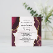 *~* UAWG Website AGATE AR13 Gold Maroon Wedding Einladung (Stehend Vorderseite)