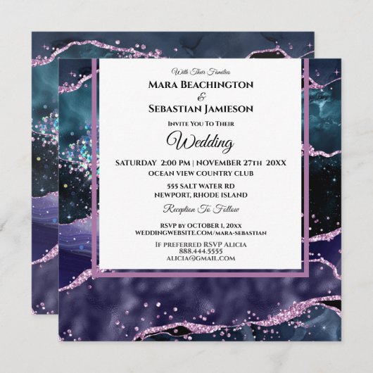 *~* UAWG Website AGATE Stars Lila AR13 Hochzeit Einladung (Vorne/Hinten)