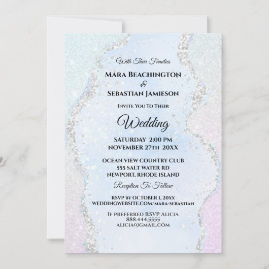 *~* UAWG Website Glitzer Ombre Pastel AR13 Wedding Einladung (Vorderseite)