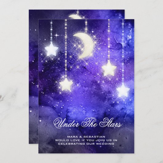 *~* UAWG Website MOON STARS Cosmic AR14 Wedding Einladung (Vorne/Hinten)