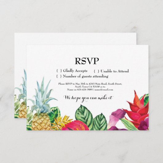UAWG Wedding Aloha Tropical Cards Einladung Luau (Vorne/Hinten)